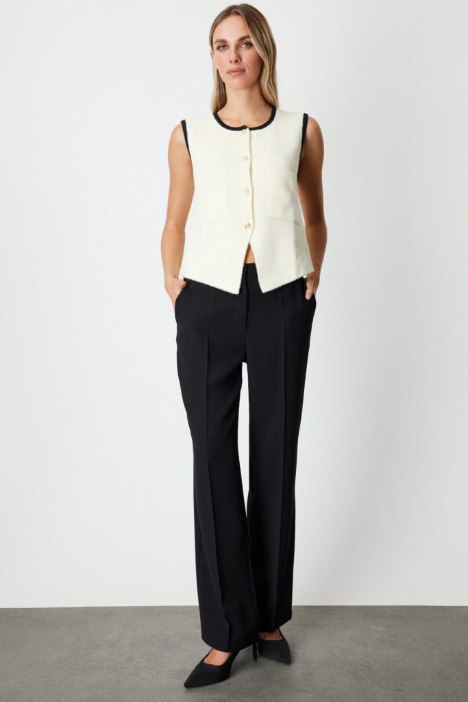 ON TRİKO Dokulu Torba Cepli Yelek  65916 - EKRU