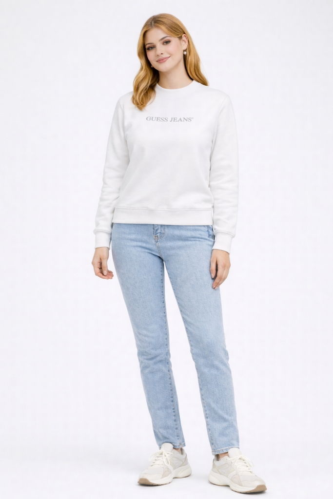 GUESS Jeans Kadın Sweatshirt  W4YQ10KC811 - Beyaz
