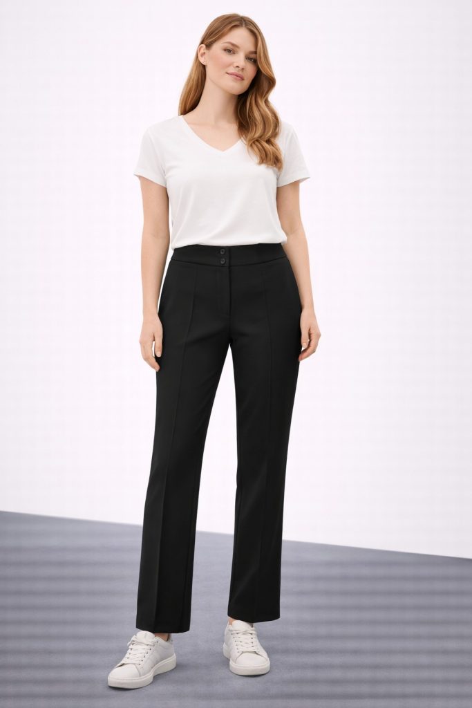 EKOL Beli Kalın Lastikli İspanyol Paça Pantolon  2092 - Siyah