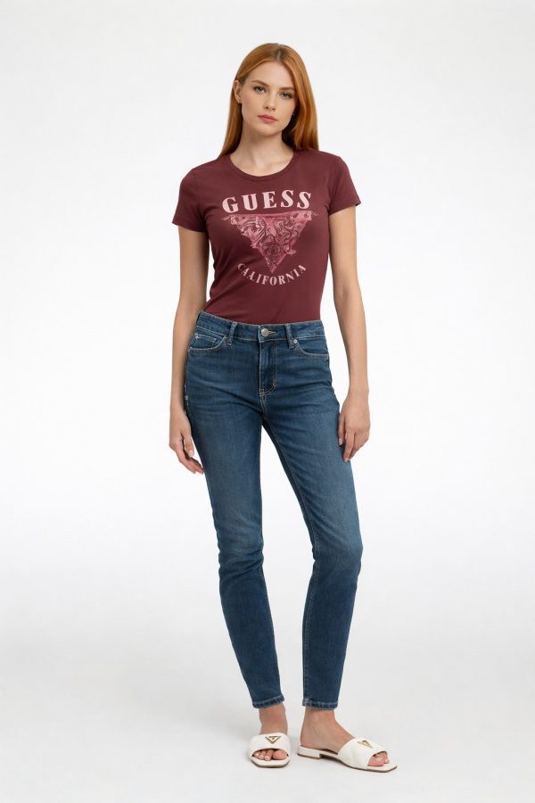 GUESS Yüksek Belli Dar Kesim Kot Pantolon W4BA46D592A