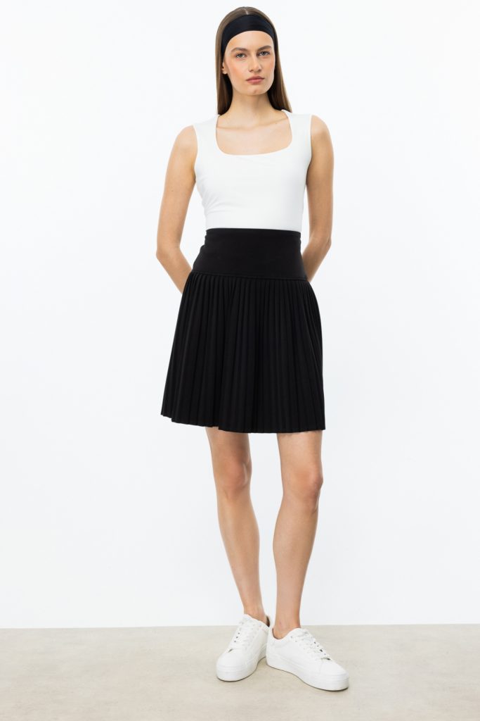 ON TRİKO Pileli Etek 56201 - Siyah