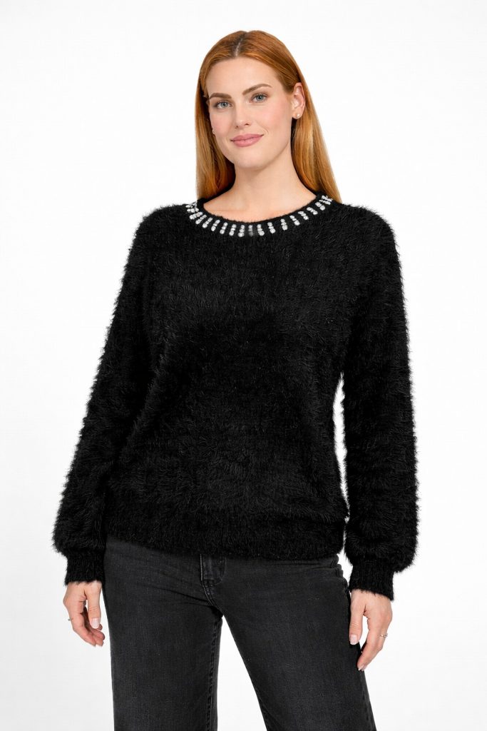 GUESS  Arisa Kadın Beyaz Triko Kazak W5BR58Z3BH0 - Siyah