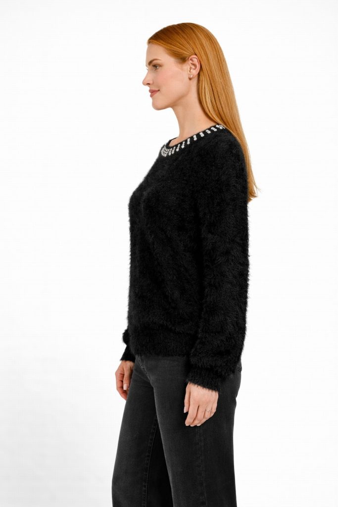 GUESS  Arisa Kadın Beyaz Triko Kazak W5BR58Z3BH0 - Siyah