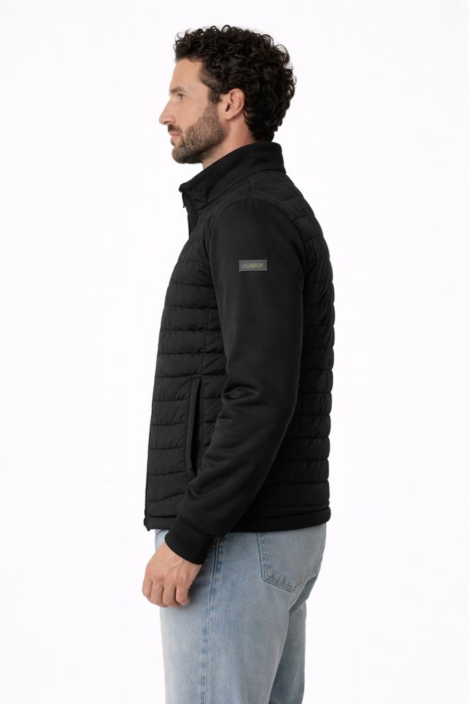 GUESS Yan Kol Logolu Teknik Stretch Scuba Şişme Mont  M4YL37WG9U2 - Siyah