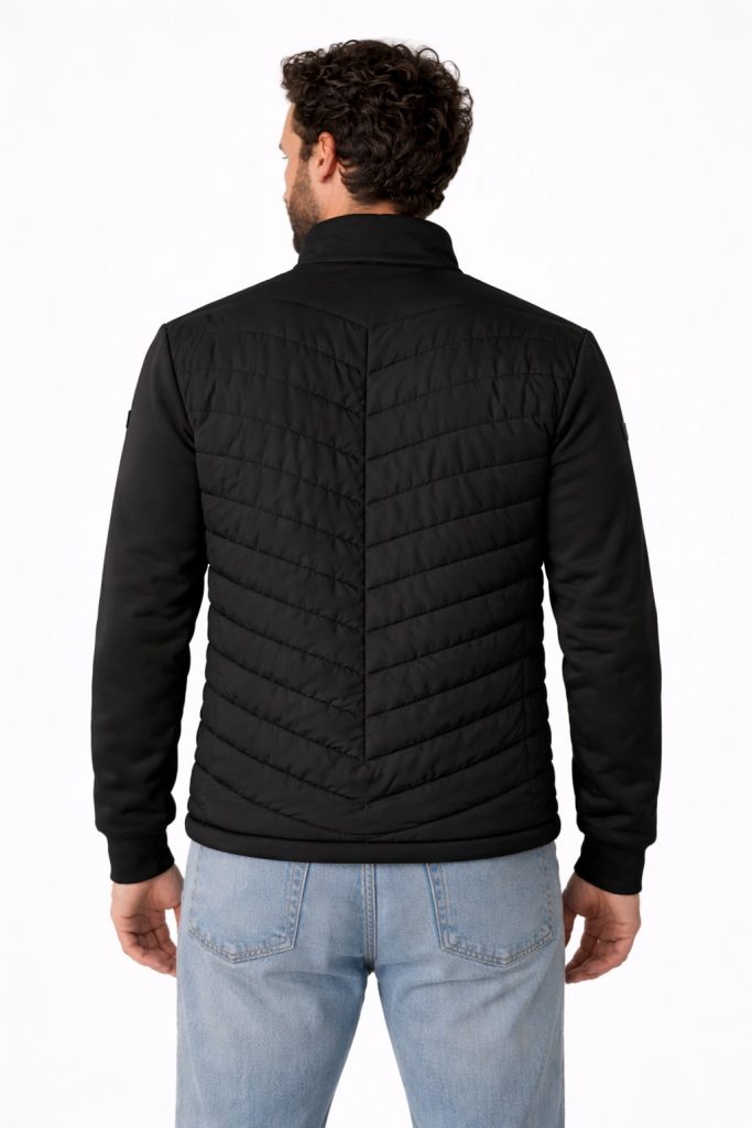 GUESS Yan Kol Logolu Teknik Stretch Scuba Şişme Mont  M4YL37WG9U2 - Siyah