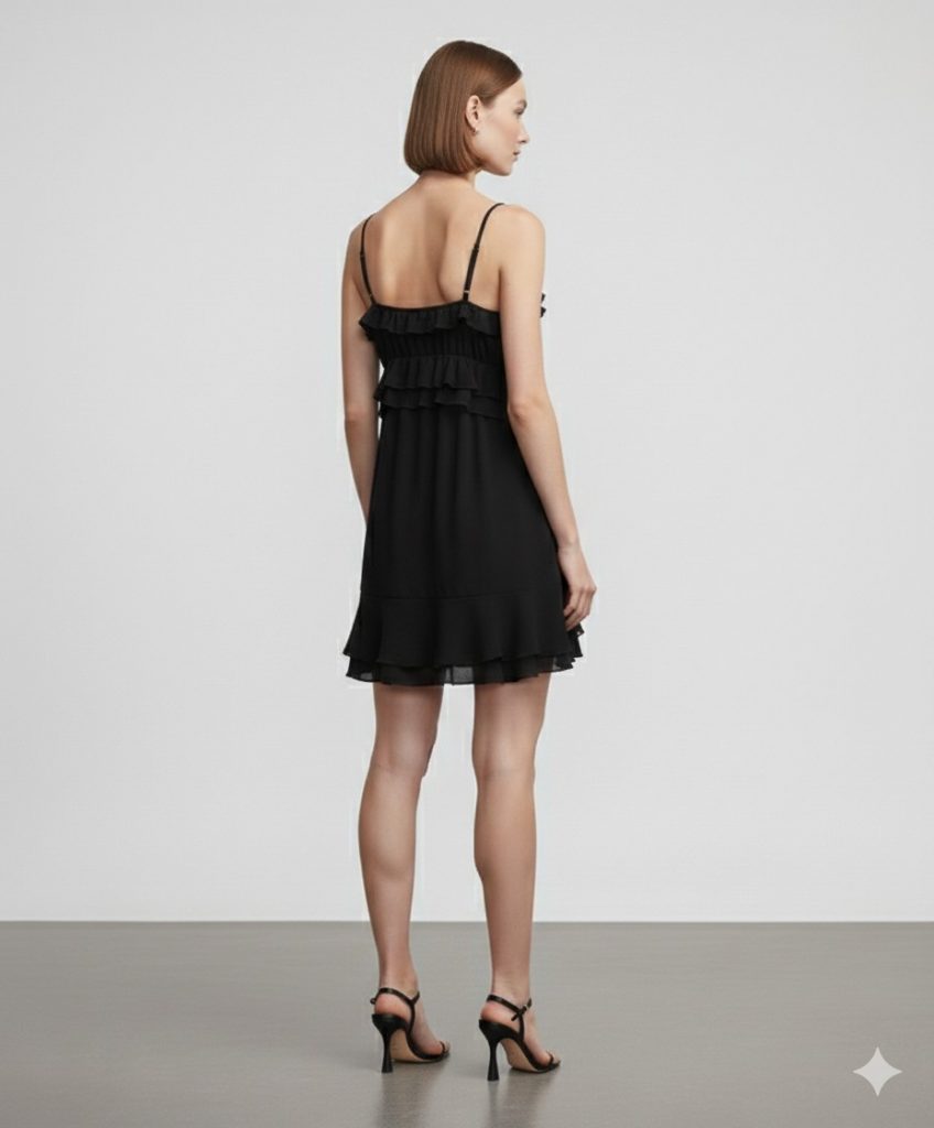 İPEKYOL Fırfırlı Mini Elbise IS1250002355 - Siyah