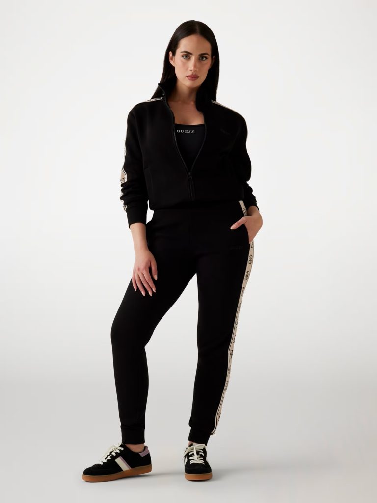 GUESS Yan Şerit Logolu Sweatshirt V2YQ16KB3P2 - Siyah