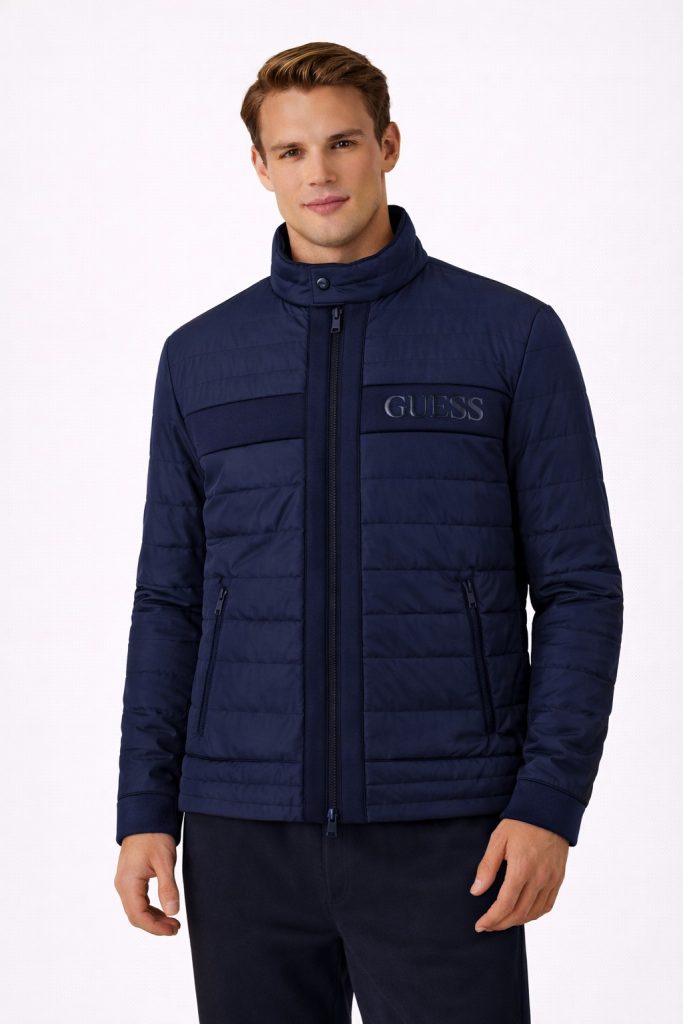 GUESS Streç Dolgulu Erkek Logolu Mont M4YL16WFHD0 - Lacivert