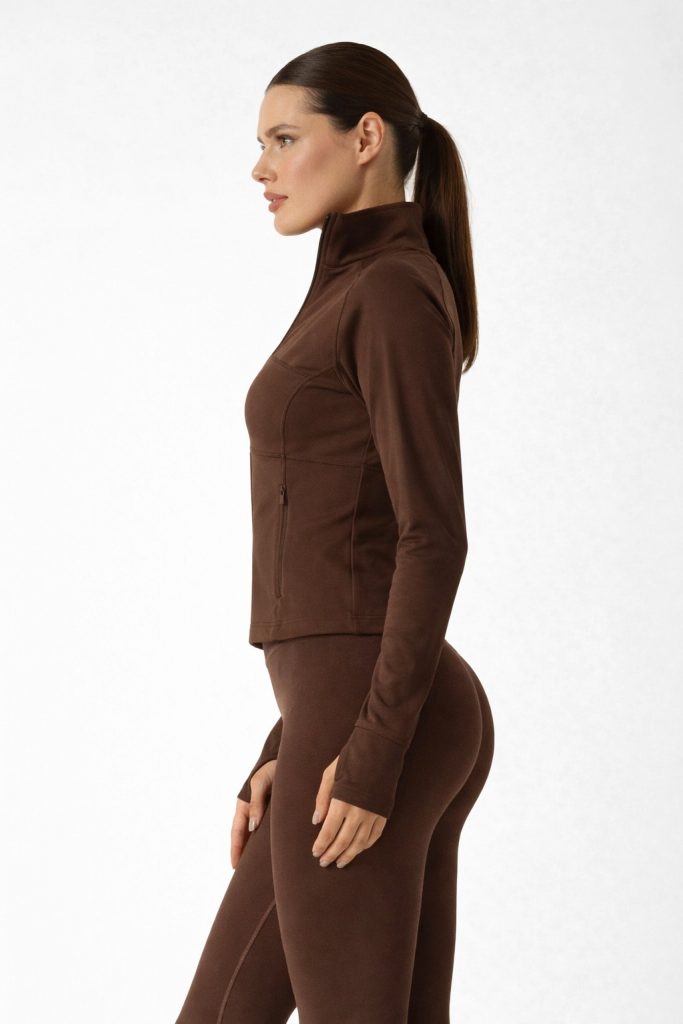 Guess Margot Uzun Kollu Fermuarlı Aktif Kadın Sweatshırt V6RP15KD952 - kahve