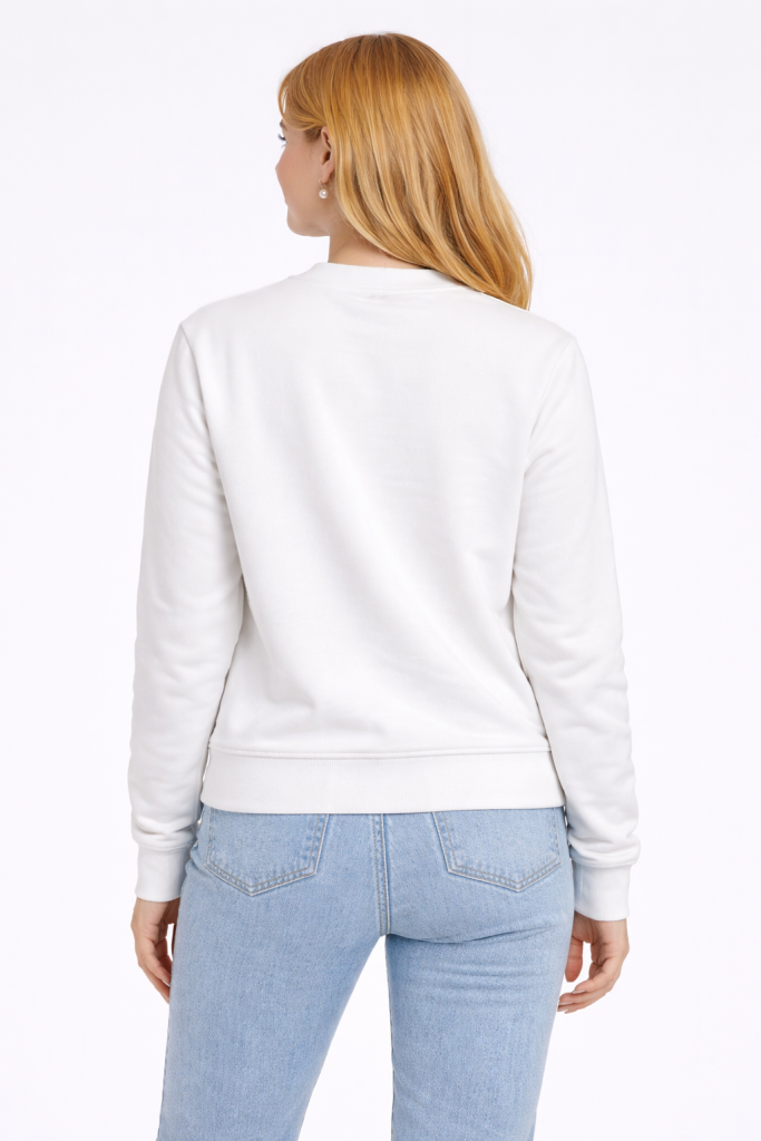 GUESS Triangle Eco Sleek Poly Cotton Fleece Sweatshirt  W4YQ26K9Z21 - Beyaz