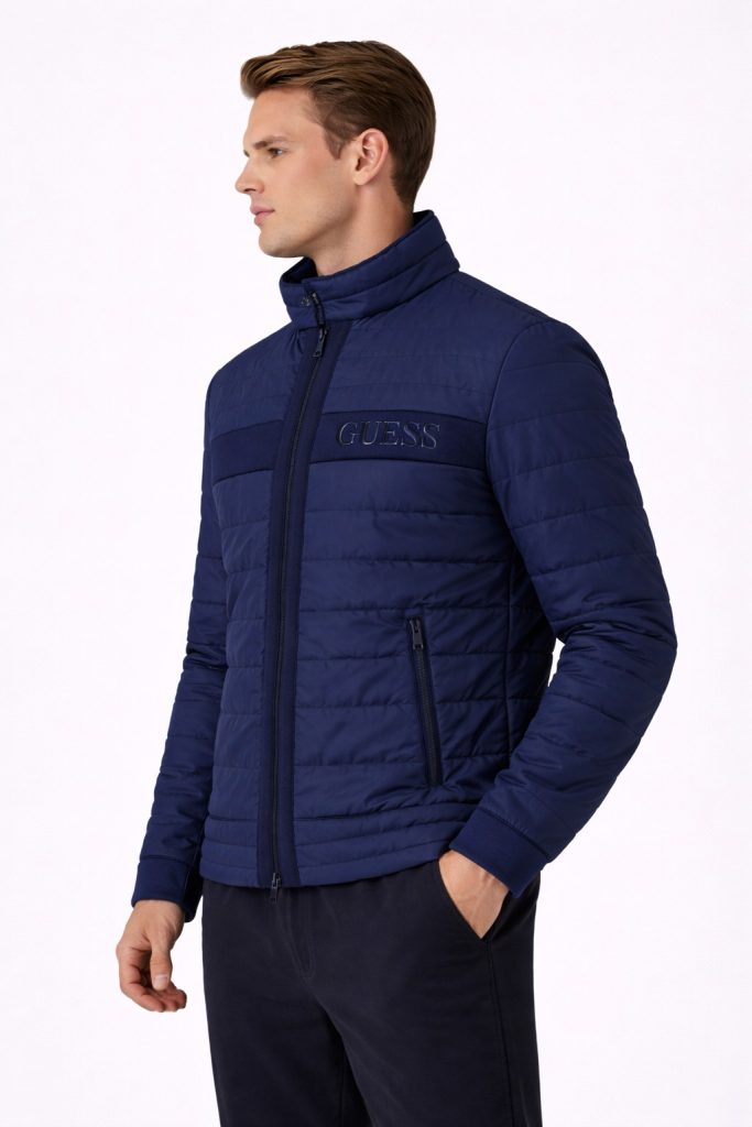 GUESS Streç Dolgulu Erkek Logolu Mont M4YL16WFHD0 - Lacivert