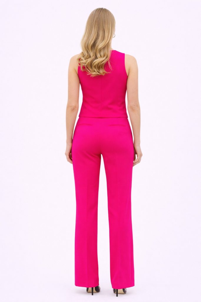 EKOL V Yaka Düğmeli Kadın Yelek 5038 - pembe