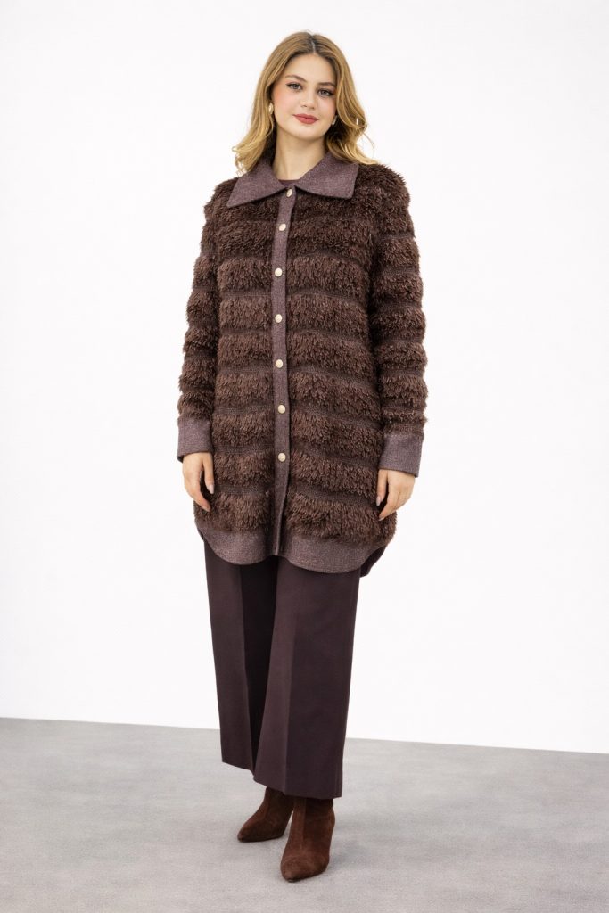 GHİSA  Saçaklı Ceket 3297 - kahve