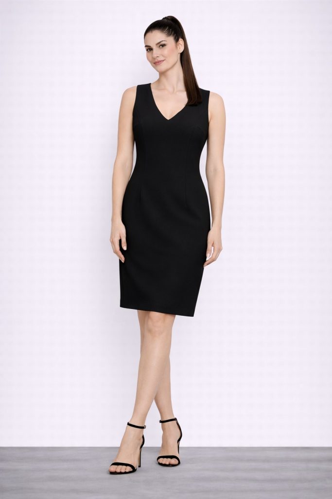 EKOL V Yaka Elbise 4002 - Siyah