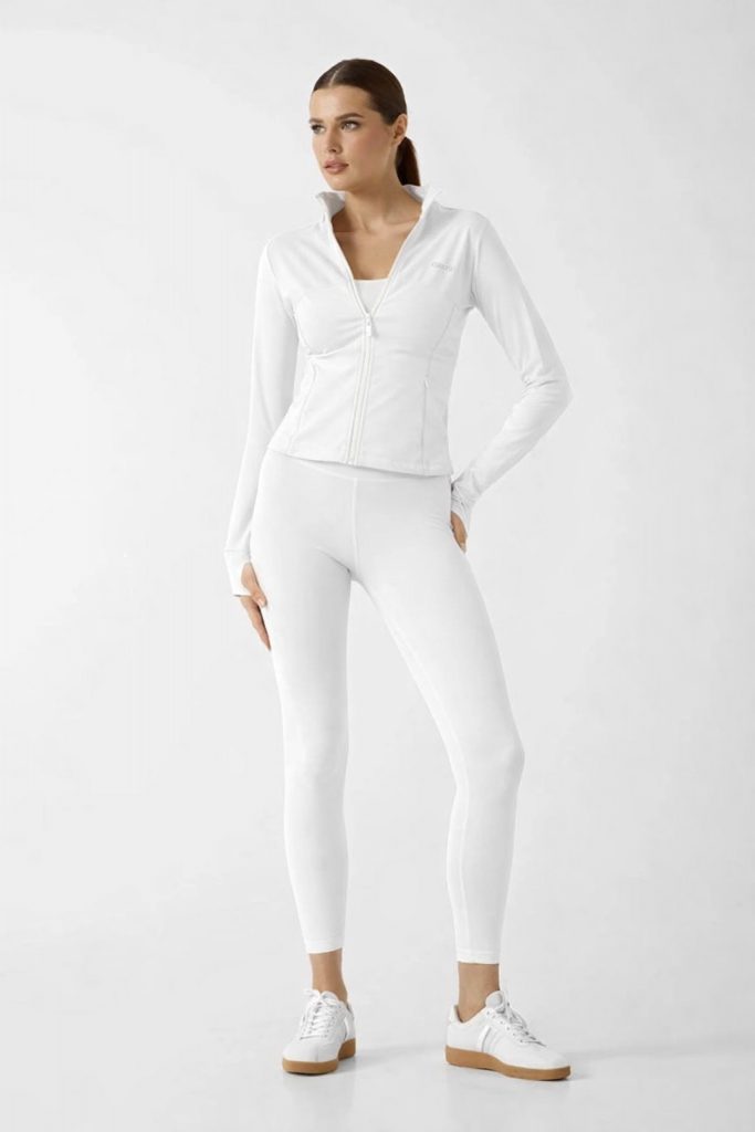 Guess Margot Uzun Kollu Fermuarlı Aktif Kadın Sweatshırt V6RP15KD952 - Beyaz