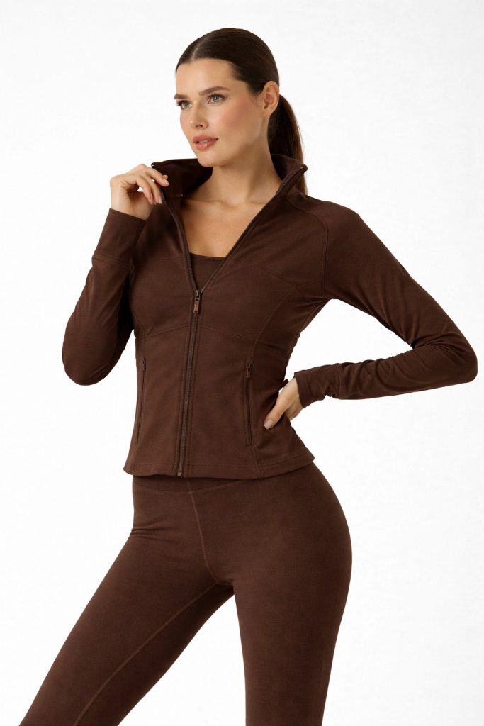 Guess Margot Uzun Kollu Fermuarlı Aktif Kadın Sweatshırt V6RP15KD952 - kahve