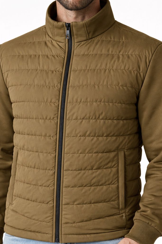 GUESS Yan Kol Logolu Teknik Stretch Scuba Şişme Mont  M4YL37WG9U2 - HAKİ