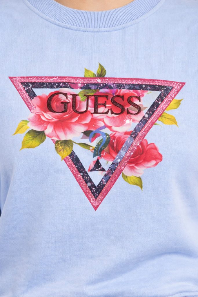 GUESS Triangle Eco Sleek Poly Cotton Fleece Sweatshirt  W4YQ26K9Z21 - MAVİ