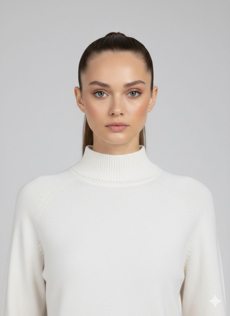 KAYRA Örgü Desen Düşük Omuz Triko Tunik TRK17 - kemik