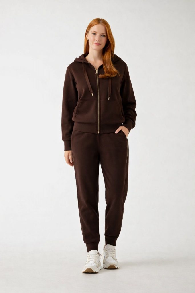 GUESS Tam Fermuarlı Dalış Kumaşlı Kapüşonlu Sweat W5YQ05KBYE2