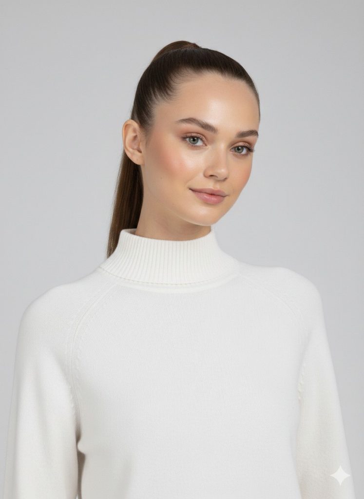 KAYRA Örgü Desen Düşük Omuz Triko Tunik TRK17 - kemik