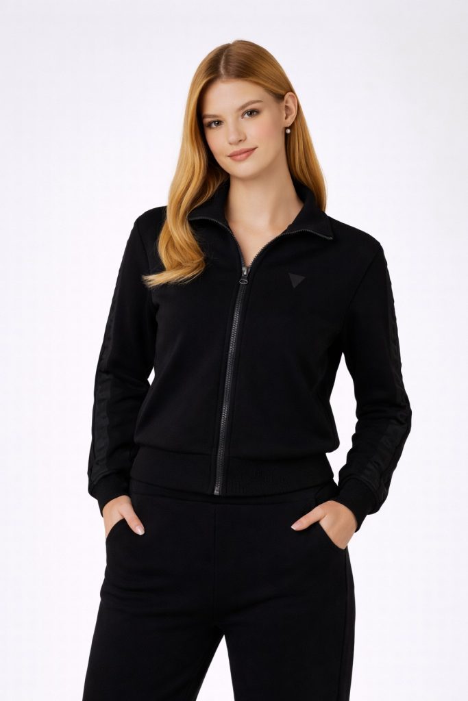 GUESS Kendinden Desenli Sweat  V2YQ17K7UW2 - Siyah