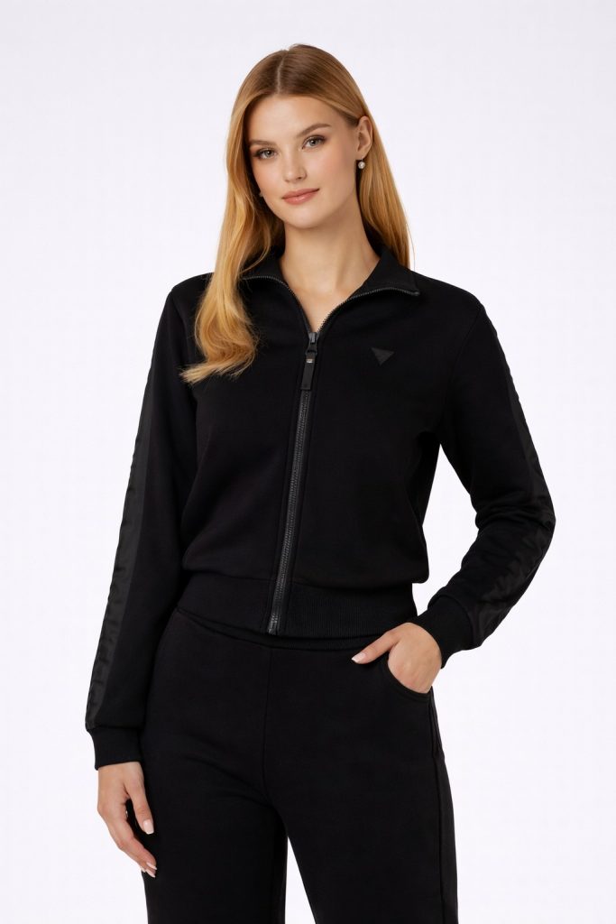 GUESS Kendinden Desenli Sweat  V2YQ17K7UW2 - Siyah