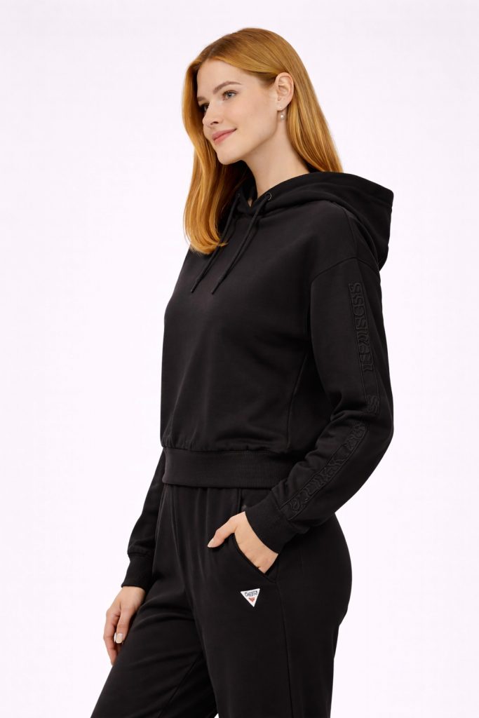 GUESS Stacıe Kadın Sweatshırt V4BQ00KC5O0 - Siyah