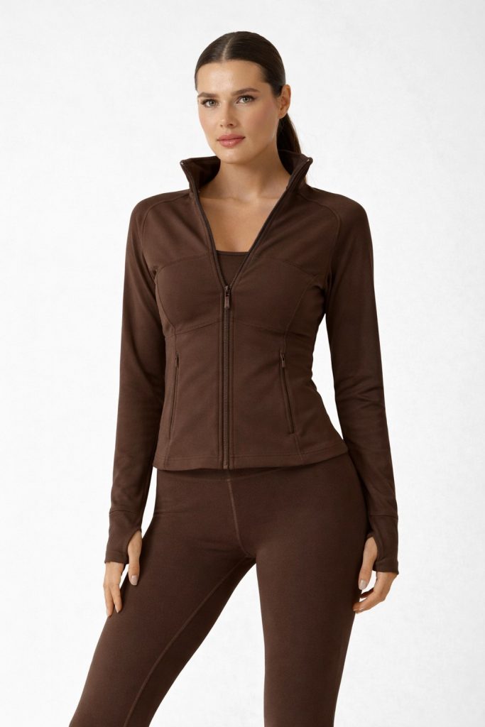 Guess Margot Uzun Kollu Fermuarlı Aktif Kadın Sweatshırt V6RP15KD952 - kahve