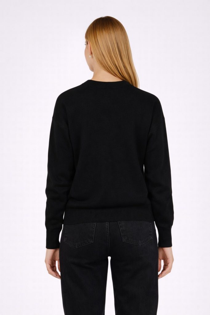 GUESS Yazılı Taş İşlemeli Sweat W5YR26Z26I2 - Siyah