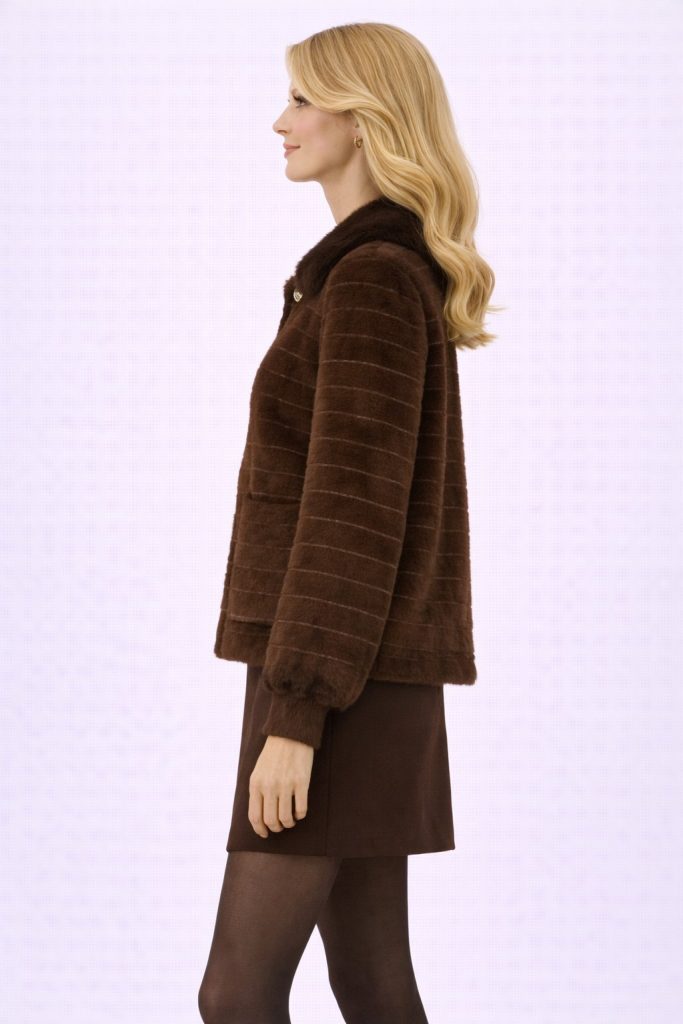 BDK Yakası Kürk Detaylı Mont 3001 - kahve