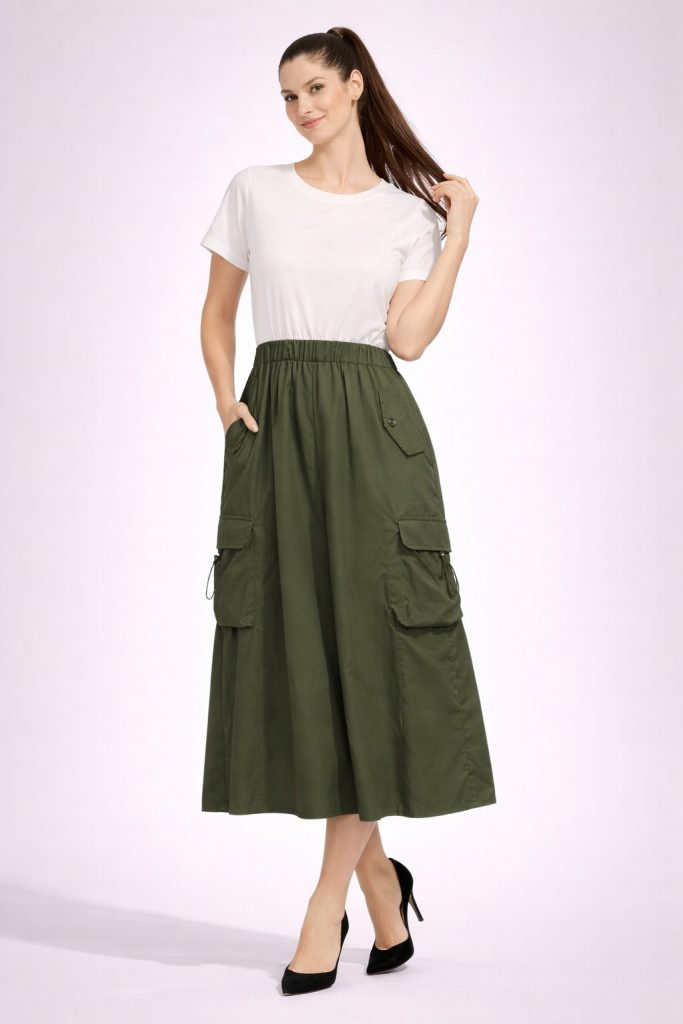 BDK Cep Detaylı  Elbise IS5680 - HAKİ