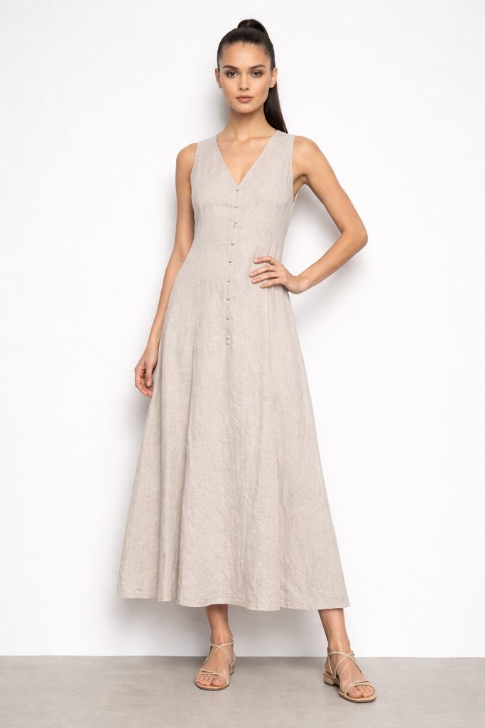 BEETHOVEN Salkım Düğme Detaylı Elbise 75019