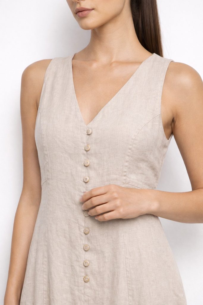 BEETHOVEN Salkım Düğme Detaylı Elbise 75019 - TAŞ