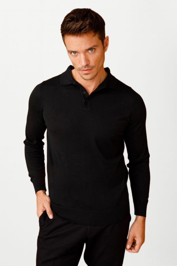 DEEN Basic Polo Yaka İnce Triko Kazak 21601