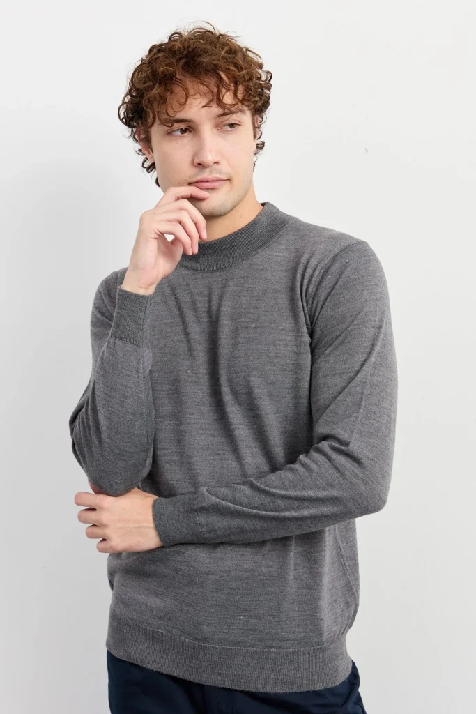 DESEN Basic Yarım Balıkçı İnce Triko Kazak 21604 - FÜME