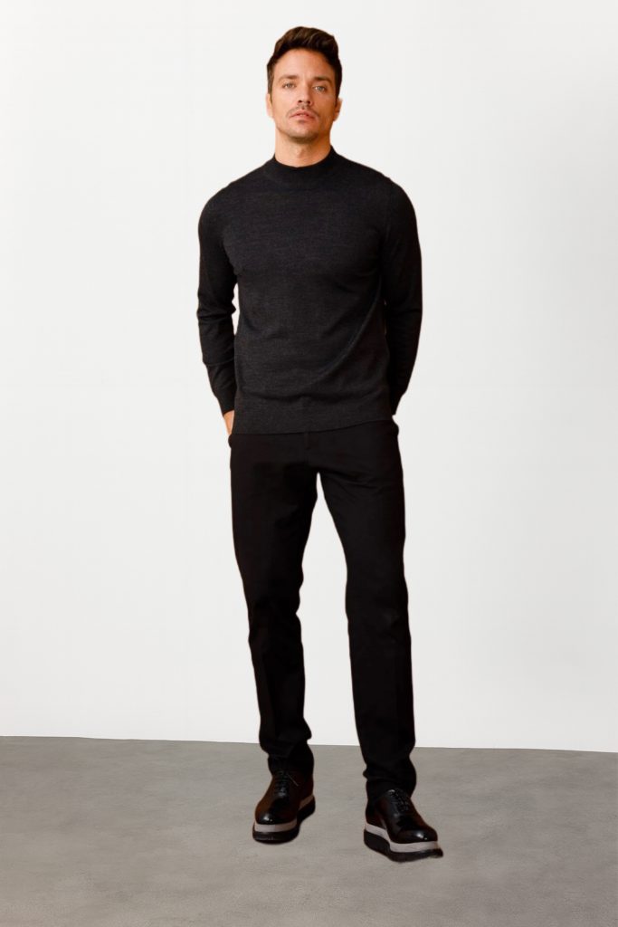 DESEN Basic Yarım Balıkçı İnce Triko Kazak 21604 - Siyah