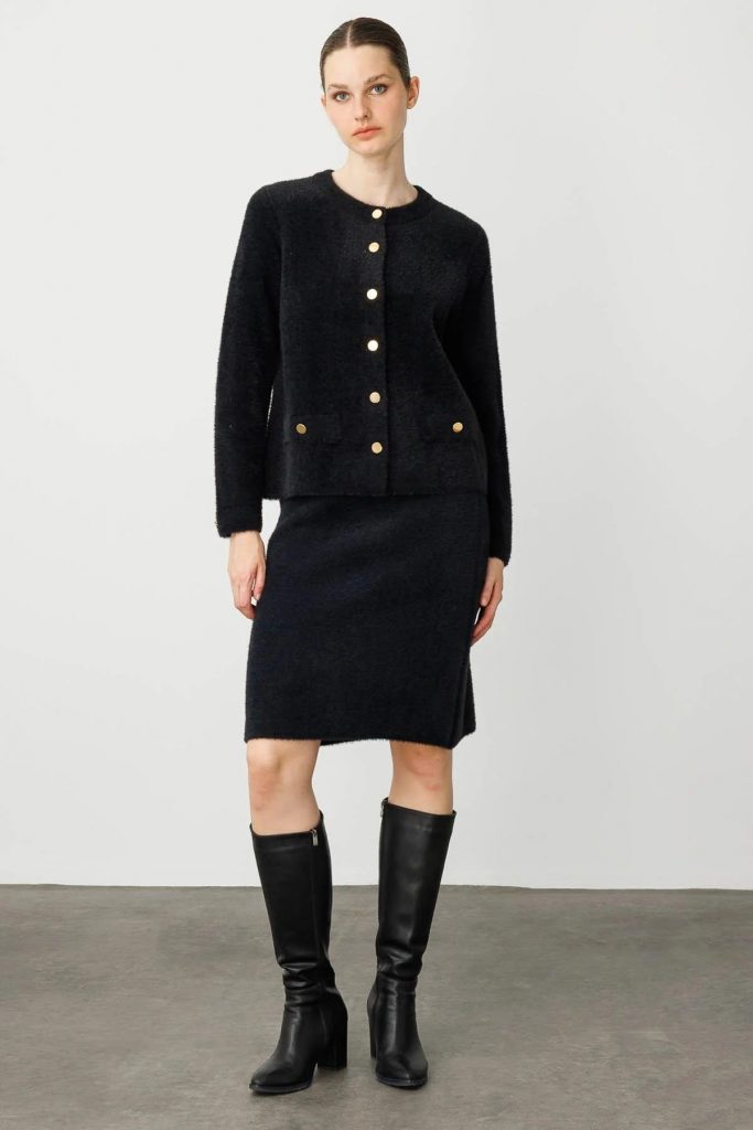 DESEN Triko Kısa Etek 25004 - Siyah