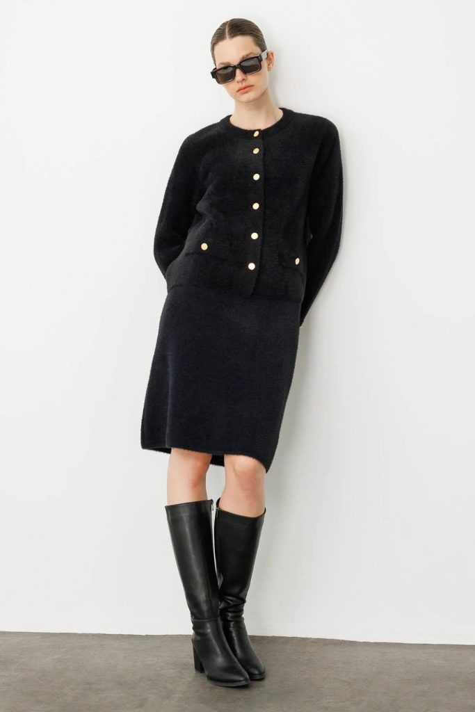 DESEN Triko Kısa Etek 25004 - Siyah