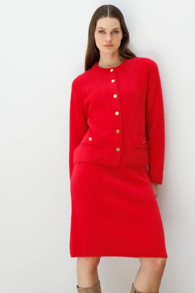 DESEN Triko Kısa Etek 25004 - KIRMIZI