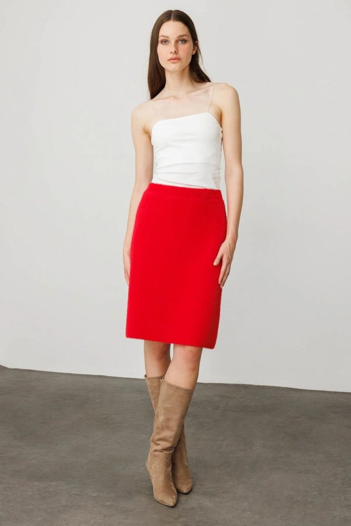 DESEN Triko Kısa Etek 25004 - KIRMIZI