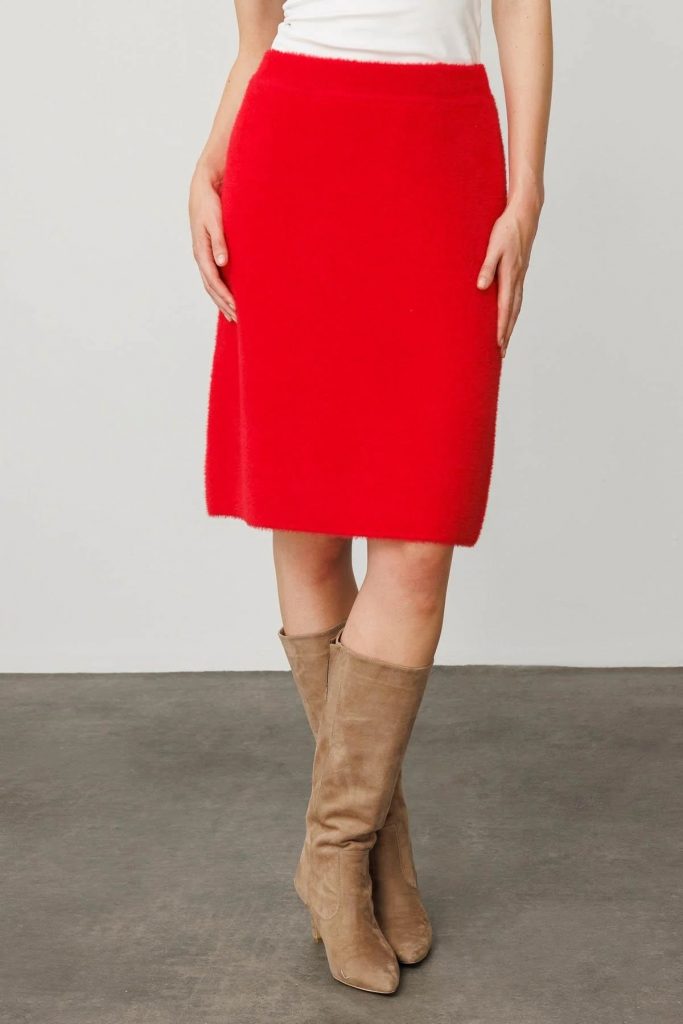 DESEN Triko Kısa Etek 25004 - KIRMIZI