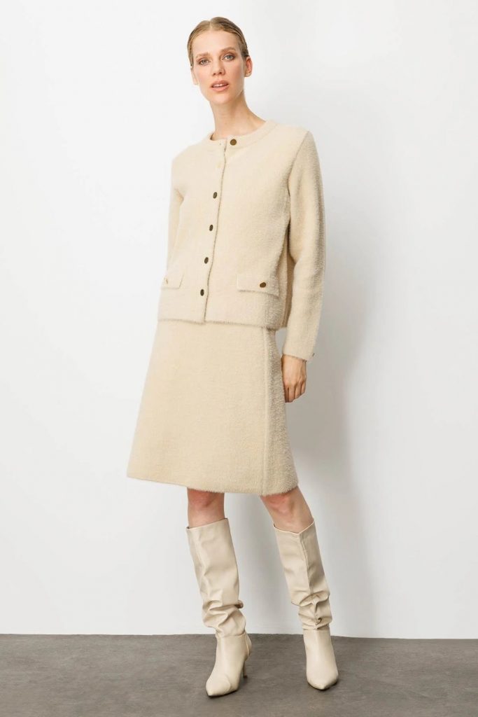 DESEN Triko Kısa Etek 25004 - BEJ