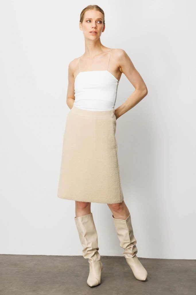 DESEN Triko Kısa Etek 25004 - BEJ