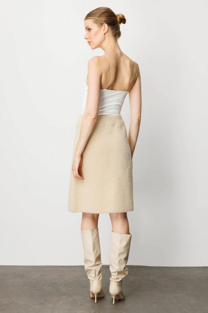 DESEN Triko Kısa Etek 25004 - BEJ