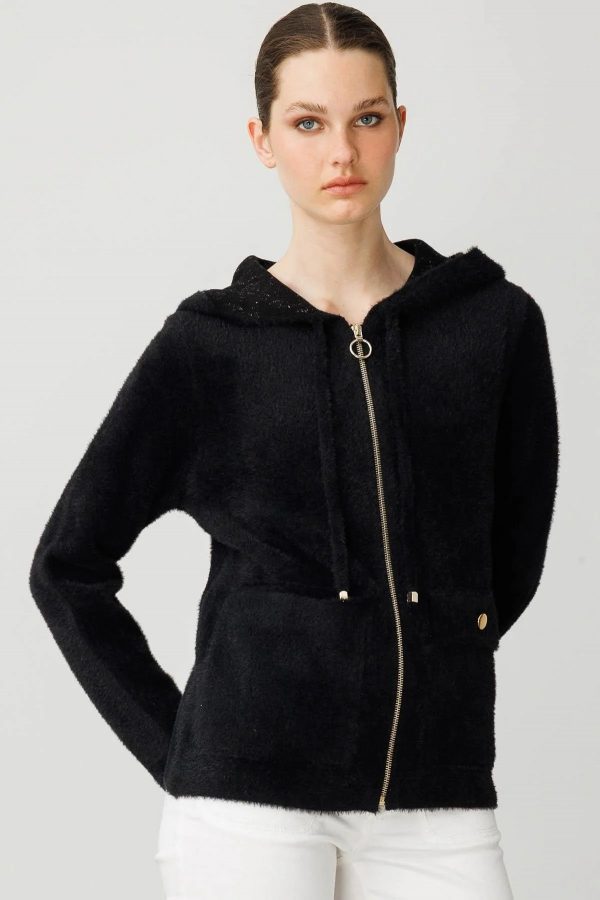 DESEN Kapüşonlu Fermuarlı Kısa Triko Sweatshirt 25005