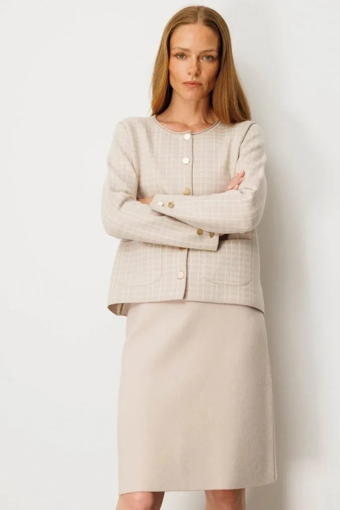 DESEN Triko Kareli Simli Ceket Hırka 25065