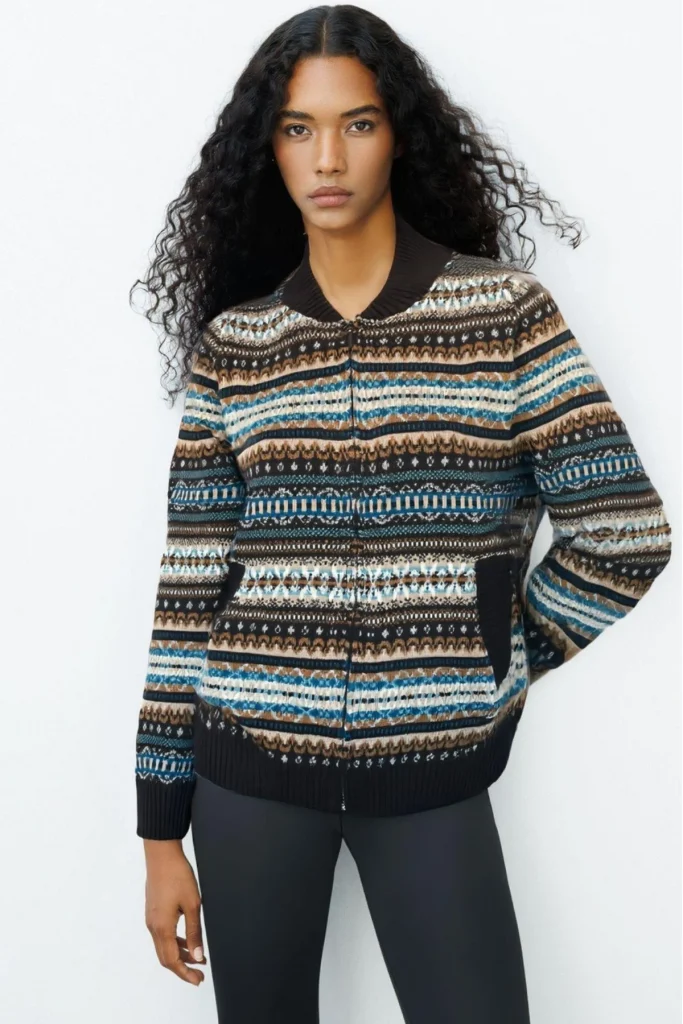 DESEN Hakim Yaka Jakarlı Yün Hırka 25102 - K.KAHVE