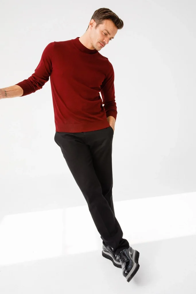 DESEN Basic Yarım Balıkçı İnce Triko Kazak 21604 - KIRMIZI