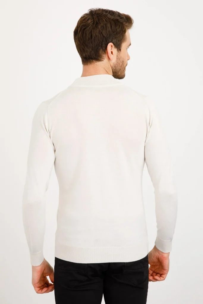 DESEN Basic Yarım Balıkçı İnce Triko Kazak 21604 - kemik